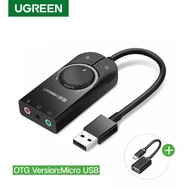 UGREEN Sound Card External USB Audio Adapter USB to Jack 3.5mm Mirophone