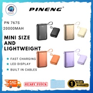 [3C Certified] Mini Pineng PN-767S 20000mAh 22.5W Fast Charge Built-in Cable Small Pineng Powerbank-