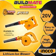 BUILDMATE Ingco 20V Li-Ion Cordless  Air Blower / With Battery & Charger Combo Kit Angle Grinder & A