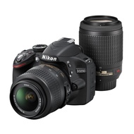 【Excellent】 Nikon D3200 Digital SLR Camera with 200mm Double Zoom Kit (18-55mm/55-200mm Lenses), Bla