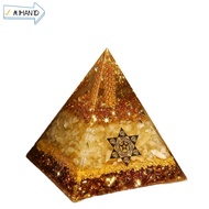 IMIHAN1 Crystal Pyramid, 5/6/8/10cm Cube Design Citrine Orgonite Pyramid, Decorative Handmade Gifts 