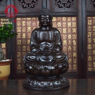 Black Ebony Wood Carved Buddha Statue Home Decor Living Room Centerpiece Wooden Sculpture Guanyin Bo