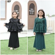 🔥READY STOCK🔥 Mooda RAYA 2024 Kids Baju Kurung SEQUIN Peplum Moden / Baju Raya kanak-kanak Perempuan
