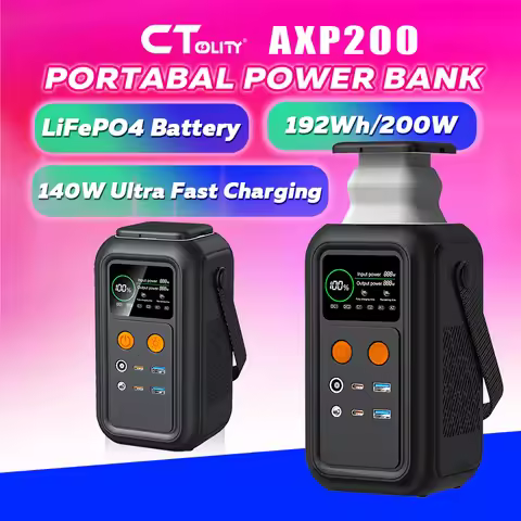 CTOLITY AXP200 200W Solar Generator Camping Portable Power Station 192Wh Power Bank Charger 60000mAh
