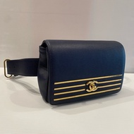 CHANEL 金色條紋腰包/胸包