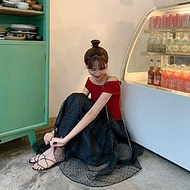 DONGSHOP Váy dài Organza dành cho nữ 2023 Xuân Hè Vintage