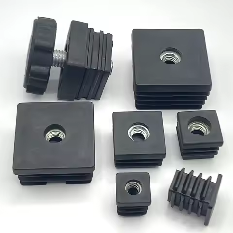 10/5pcs Black/white Square Pipe Plugs with Nut Hole Blanking End Inserts Caps Pipe Cover M5 M6 M8 Fu