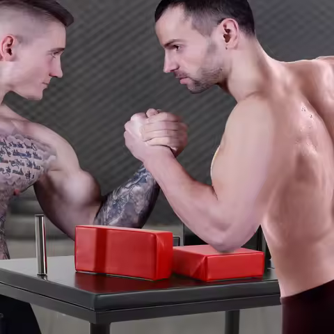 Professional Arm Wrestling Table, Adjustable Arm Wrestling Battle Table w/ Handles Elbow Pads&Winnin