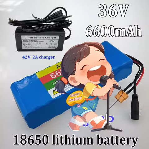 For Modified Bicycles,Electric Vehicle Rechargeable Battery 10S2P 18650 battery 36V 6600mAh +42V Cha