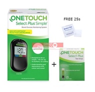 ONE TOUCH SELECT PLUS SIMPLE GLUCOSE METER + TEST STRIPS 25s FREE ALCOHOL PAD 25s