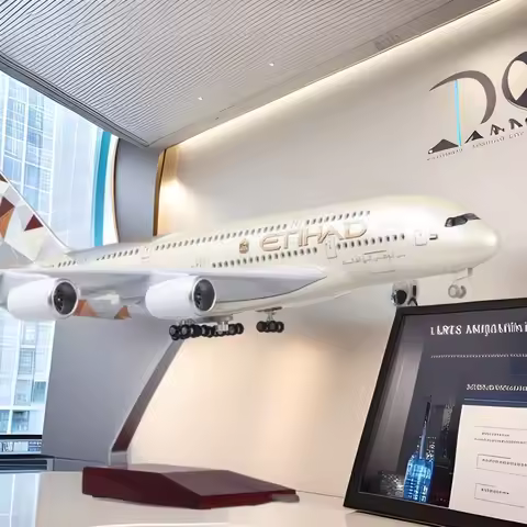 Model Airplanes Resin Aviation Aeroplane 1/160 Scale 50.5CM Aircraft 380 A380 ETHAD Airlines Table D
