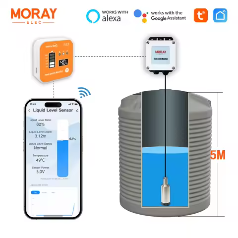 Moray ME202R 5m 433MHz Submersible High Accuracy Remote Alarm LED Temperature Display WIFI Tank Leve