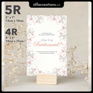 4R 5R Bridesmaid Card Groomsman Card "NO PRINT NAME" with Envelope
