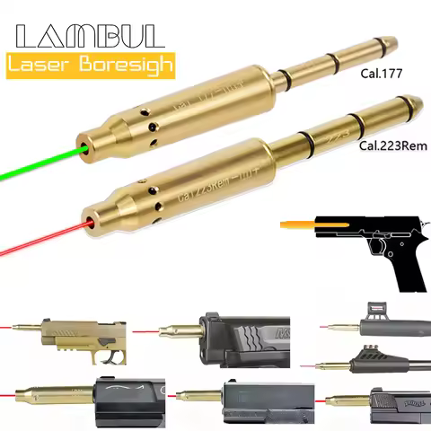 Tactical .177 .22LR Laser Bore Sight 9mm .223Rem Bullet Boresighter Caliber 6/6.5/7mm Red Laser Coll
