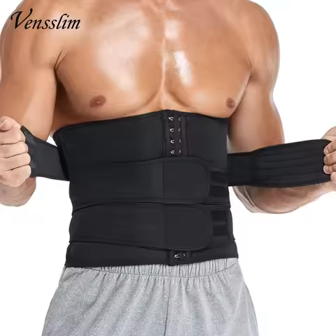 Vensslim Mens Hot Neoprene Workout Waist Trainer Corset Sauna Sweat Slimming Belly Trimmer Cincher B