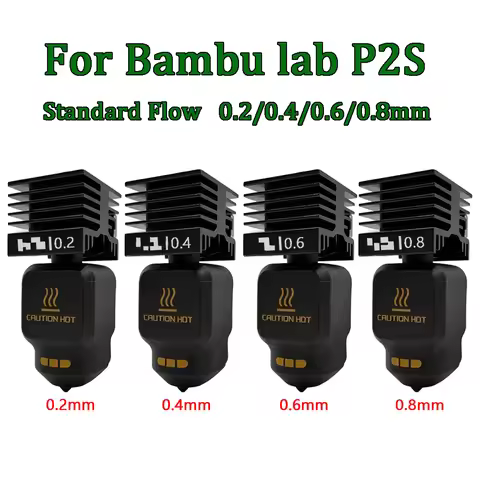 For Bambu Lab P2S Upgraded Hotend 0.2/0.4/0.6/0.8mm Hardened steel nozzle Replace Hot End Bambulab P