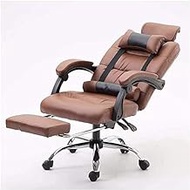 SMLZV Ergonomic Computer Office Chair, Boss Chair Gaming Chair Backrest Home Leather Chair Reclining Lift Swivel (Color : Brown)