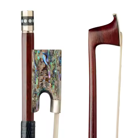 NAOMI Master Grade 4/4 Full Size Pernambuco Violin Bow W/ Abalone Frog Comfortable Lizard Skin Grip 