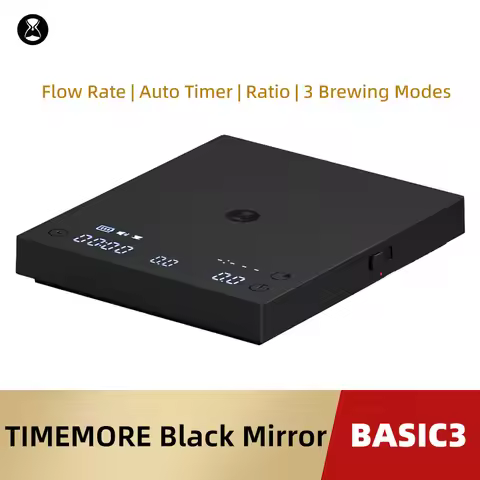 TIMEMORE Basic 3 Black Mirror Pour Over Coffee Scale Espresso Scale,Flow Rate, Auto Timer,Ratio, 3 B