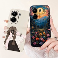 Case For Xiaomi Poco C65 Cover Luxury Fashion Flowers Kawaii Cute Cat Shockproof Shell 2310FPCA4G 23
