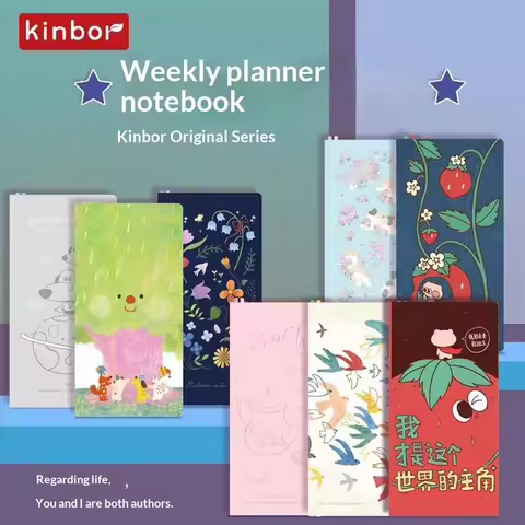 Kinbor Undated Weekly Planner Notebook, 2 Pages Per Week Illustrated Hardcover Journal with To-Do Li