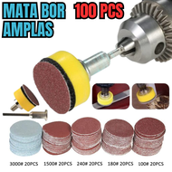 100 PCS Amplas Bulat Mata Bor Amplas Tatakan Mata Amplas Buat Bor Poles Velcro Amplas Gerinda Tempel
