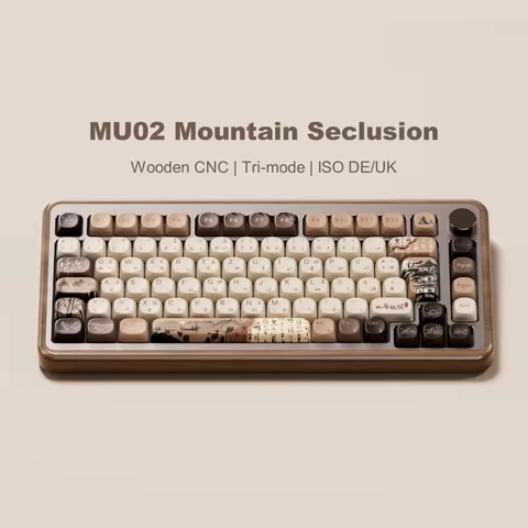 Akko MU02 75% Mountain Seclusion Wooden Mechanical Gaming Keyboard VIA ISO DE/UK RGB Hot Swap BT5.0/