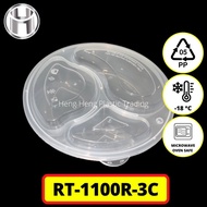 Felton Disposable Plastic Container RT 1100r - 3 Compartment Round Container/ Bekas kuih raya
