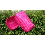 MERAH Red bamboo basket measuring L20 x W10 x H8. cm