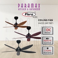 FIERO Vazzo Ceiling Fan 5 Blades - Matt Black/Mahogany/Walnut (48"/56")