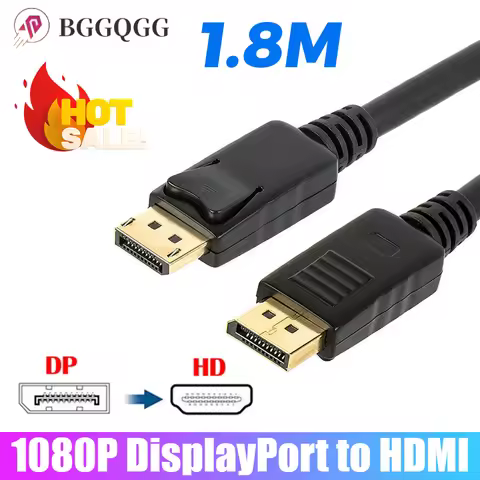 BGGQGG 1.8M DisplayPort To HDMI-compatible Cable 1080P Male To Male Display Port DP To HDMI-compatib