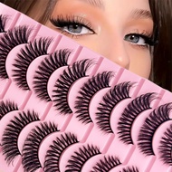 10 pairs of 8D strip short roll false eyelashes, fluffy and dense, making eyes look bigger, brighter
