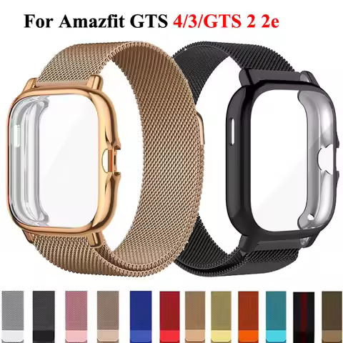 Milanese Loop+TPU Case For Amazfit GTS 4 Magnetic Bracelet Correa For Amazfit GTS 3/GTS 2 2e Protect