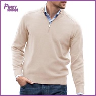 Yoewre Solid Color Sweater Pullover Sweater Mens Zipper Sweater for Fall/winter Soft Warm Knitted Pu