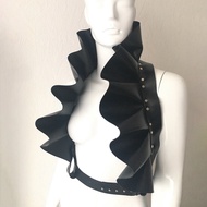 Women Goth Harajuku PU Leather Petal Shape Waist Harness Belt Adjustable Casual Decor Accessory for