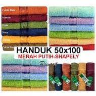 MERAH KATUN [SP366] RED AND WHITE TOWEL 50x100 - MUTIA Towel MP TOWEL/ 50x100 COTTON TOWEL/ 50x100