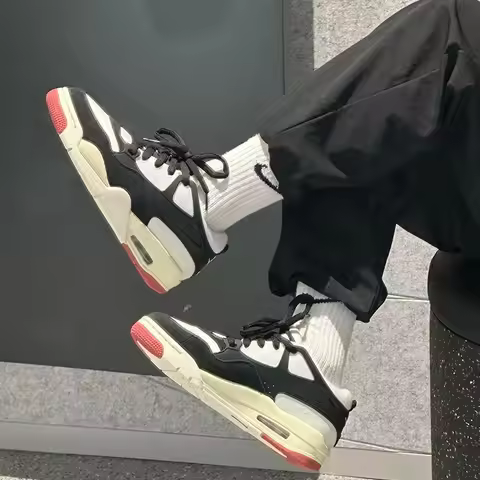 Jordan Air Jordan 4 Leather Comfortable Versatile GS Retro Casual Non-Slip Wear-Resistant Low-Top Ba