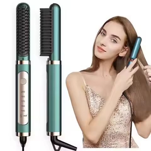 Electric Hair Straightening Brush Fast Heating Hot Comb Brush Negative Ion Hair Straightening Comb