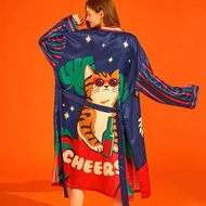 Wiggle 1 Drunken Cat Bathrobe With Waist Tie Wear A Swimsuit 80012