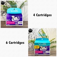 [Gillette Venus] Swirl & Platinum Deluxe Smooth 5 Delux Blades 4 or 6 Cartridges Gillette Venus 5-La