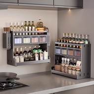 Kitchen Seasoning Rack Perforation-Free Multi-Layer Wall-Mounted Seasoning Storage Rack Kitchen Salt