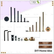 T Rex DIY JCBC JCBB Furniture Screw Bolt & Nut & Allen Key & T-Nut / Hex Hole Insert Wood Barrel Nut