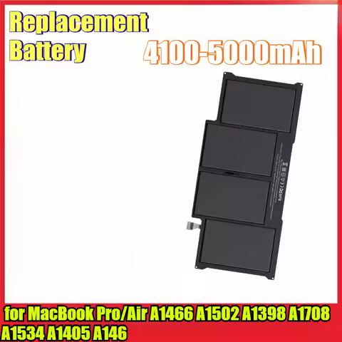 4100-5000mAh High Capacity Replacement Battery for MacBook Pro/Air A1466 A1502 A1398 A1708 A1534 A14