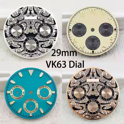 VK63 29mm Custom Logo Panda Dial Chronograph dial fits VK63 quartz movement watch accessories