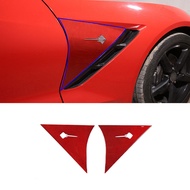 Red Carbon Fiber Car Side Fender Vent Trim Sticker For Corvette C7 2014-2019