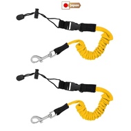 Dovewill 2 pieces Yellow Elastic 140cm Kayak Canoe Paddle Leash Fishing Rod Pole Coil Strap Bungee Cord Trolley Rope
