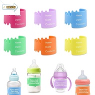 CAUSI Baby Bottle Labels, Silicone Reusable Name Labels, Durable Waterproof Daycare Anti-Slip Milk C