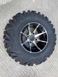 ยางถนน 25 x 8-12 ยาง + ยาง 25 x 10-12 ยางขนาด 12 นิ้วพร้อมล้ออะลูมิเนียม