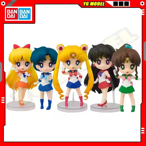 Bandai Sailor Moon Action Figures Mercury Usagi Mars Minako Venus Jupiter Q-version Active Joint Fig