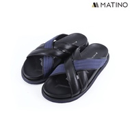 MATINO SHOES รองเท้าชายแตะหนังวีแกน รุ่น MC/T 52090 - Navy/Grey